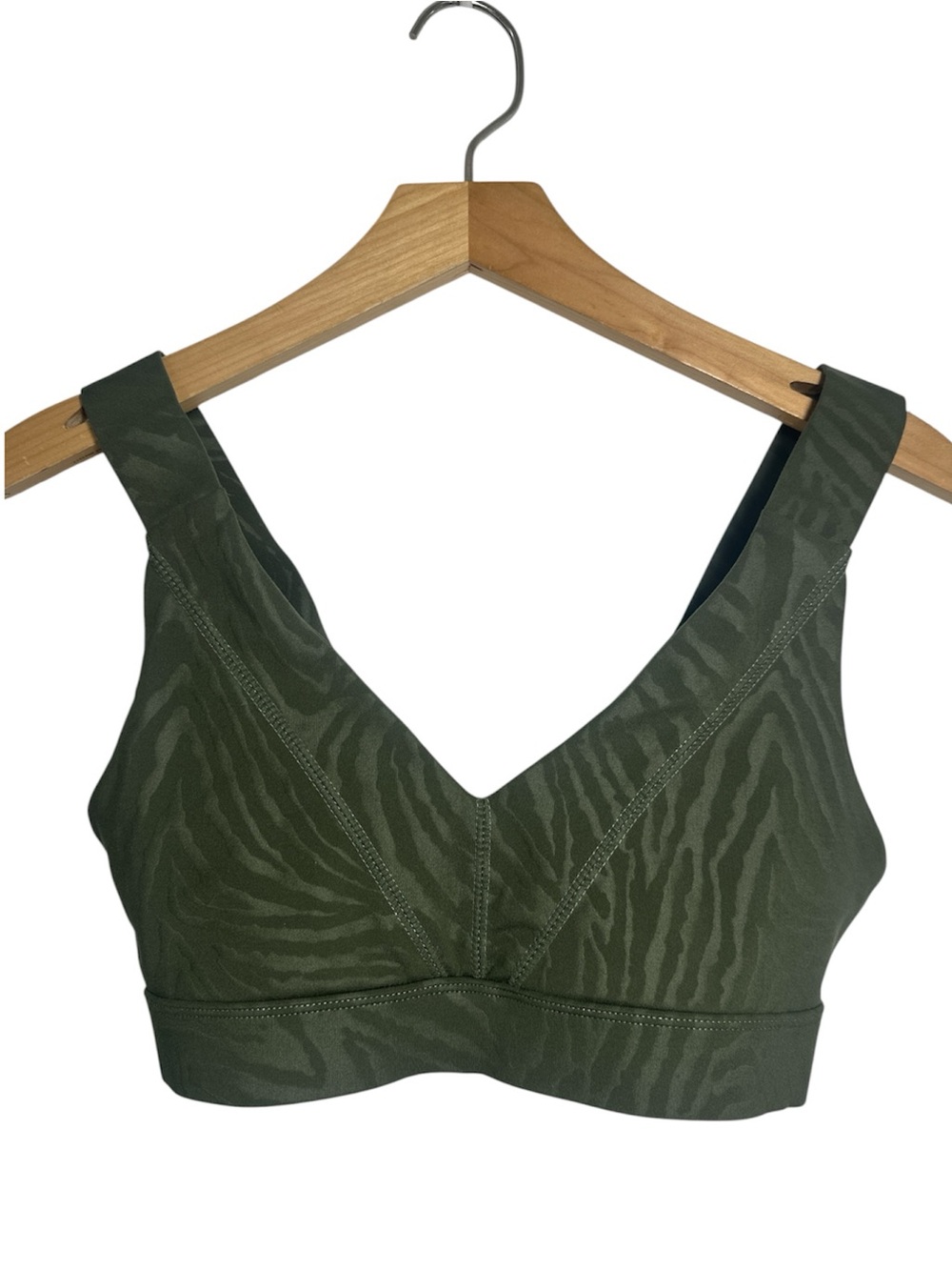 Glyder Tide Workout Bra Green Moss Zebra Gloss Print